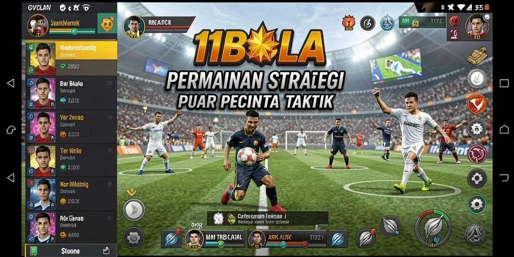 Tampilan gameplay 11BOLA dengan taktik yang mendebarkan.