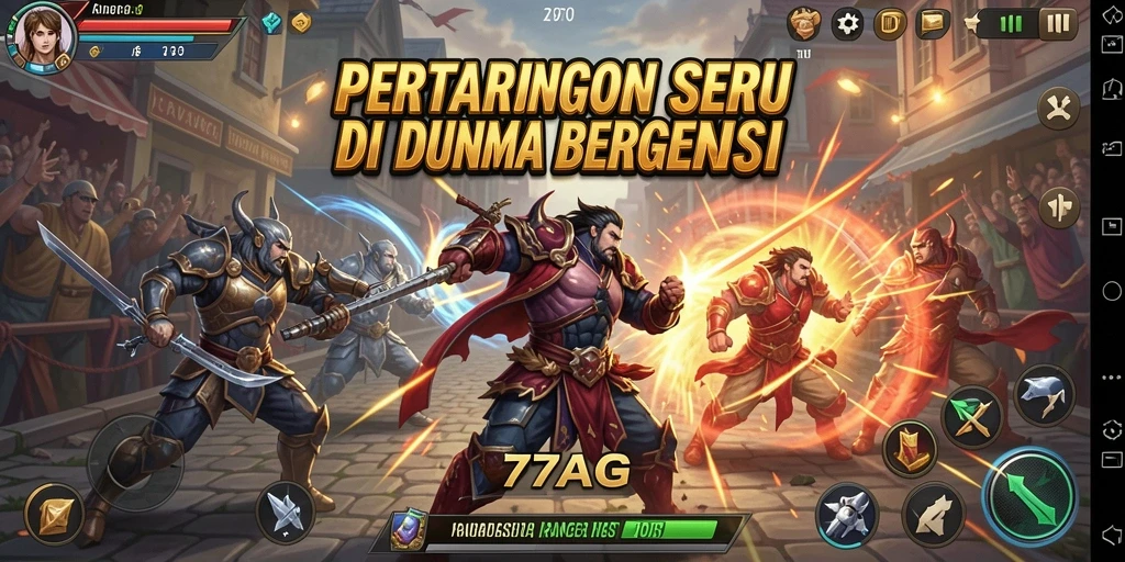 Screenshot gameplay 77AG menunjukkan aksi pertarungan yang mendebarkan.