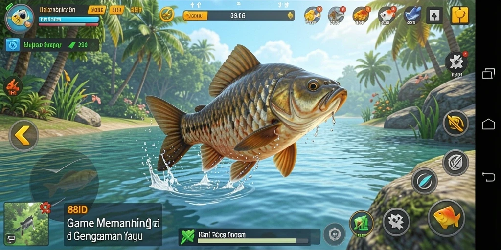 Tangkapan ikan besar di pantai memancing yang indah.