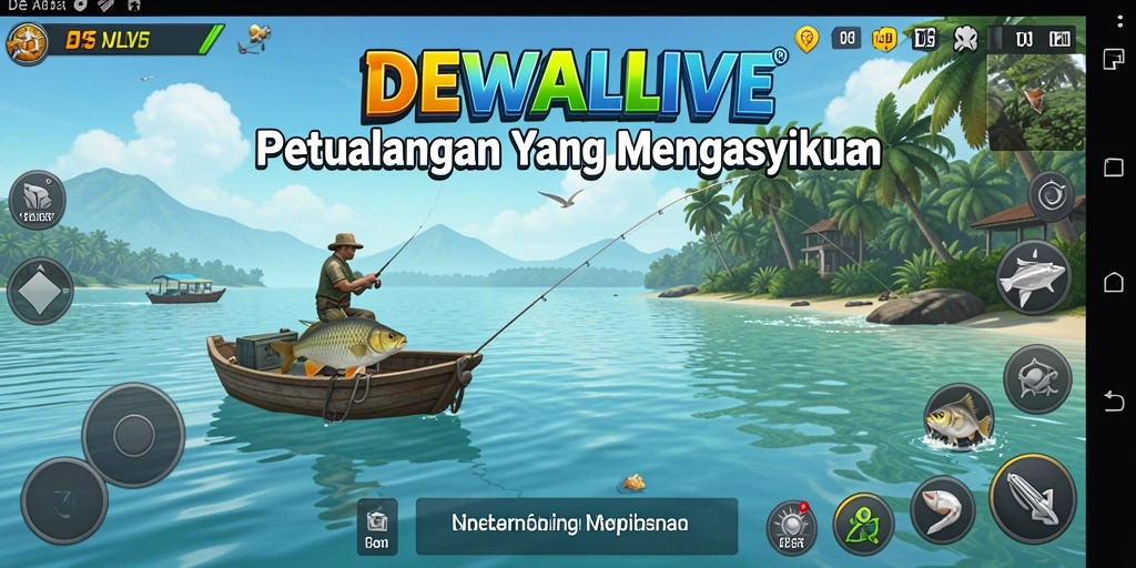 Tampilan gameplay DEWALIVE dengan aksi memancing yang mendebarkan.