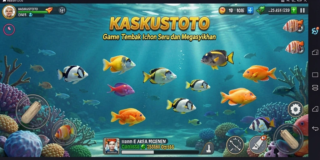 Screenshot gameplay KASKUSTOTO menampilkan momen seru menangkap ikan.