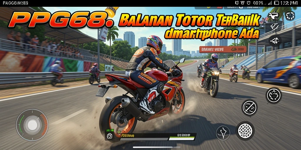 Screenshot PGG68 menampilkan balapan motor yang intens dan penuh aksi.