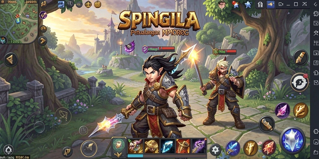 Tangkapan layar gameplay SPINGILA menampilkan aksi seru dalam dunia MMORPG.